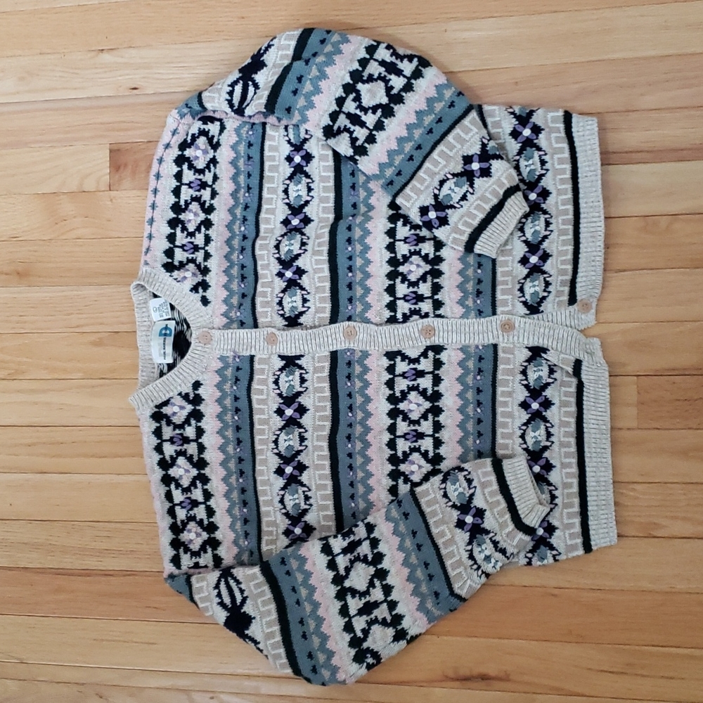 90's Y2K Vintage Embroidered Cardigan Sweater L Cottage Granny Country Farm